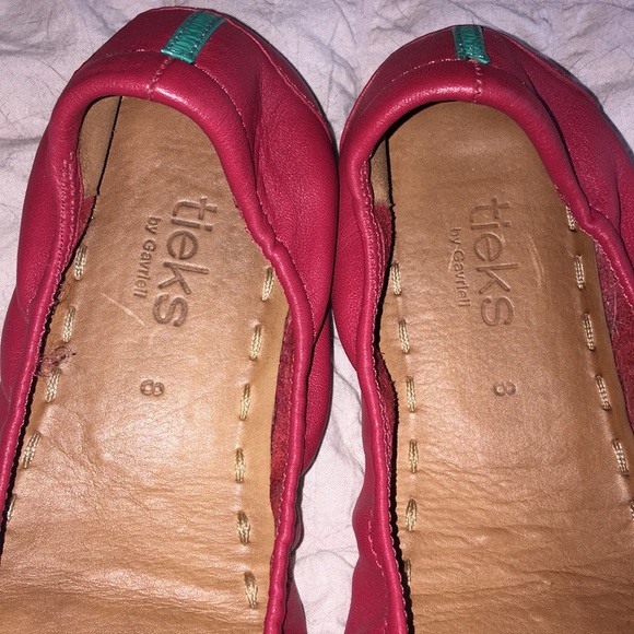 Tieks Cardinal Red Leather Ballet Flats Shoes 8 - Picture 3 of 5